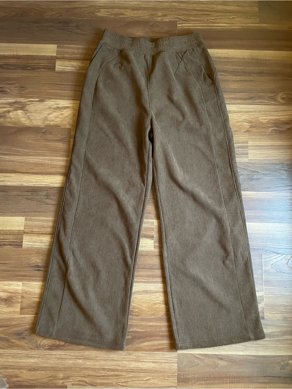 Halara NEW High Waisted Pocket Straight Leg Mop Corduroy Casual Pants Medium - Picture 4 of 8
